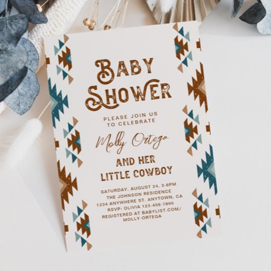 Cowboy Baby Shower-uitnodigingen | Zuidwest-Baby Kaart