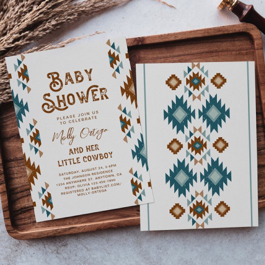 Cowboy Baby Shower-uitnodigingen | Zuidwest-Baby Kaart