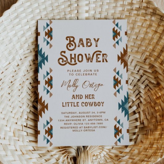 Cowboy Baby Shower-uitnodigingen | Zuidwest-Baby Kaart