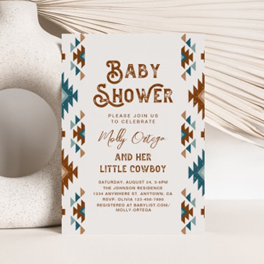 Cowboy Baby Shower-uitnodigingen | Zuidwest-Baby Kaart
