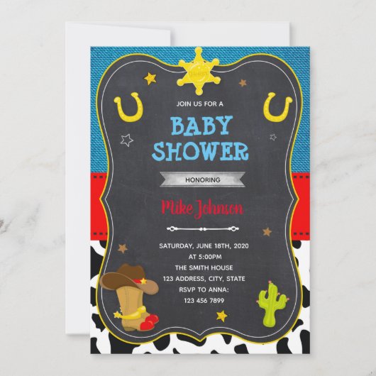 Cowboy baby shower verjaardag  kaart (Voorkant)