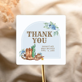Cowboy Baby Shower Vierkante Sticker