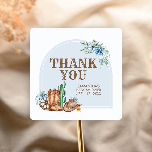 Cowboy Baby Shower Vierkante Sticker