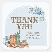 Cowboy Baby Shower Vierkante Sticker (Voorkant)