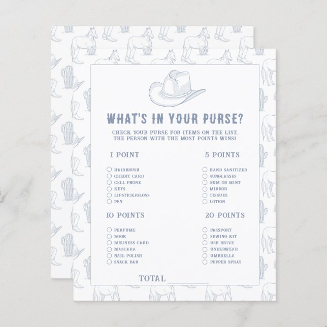 Cowboy Baby shower - Wat zit er in je tas? (Voorkant / Achterkant)