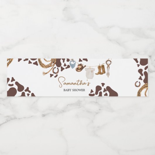 Cowboy Baby shower Waterfles Etiket (Enkel label)