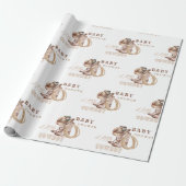 Cowboy Baby shower Waterverf Rustic Cadeaupapier (Uitgerold)