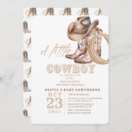 Cowboy Baby shower Waterverf Rustic Kaart