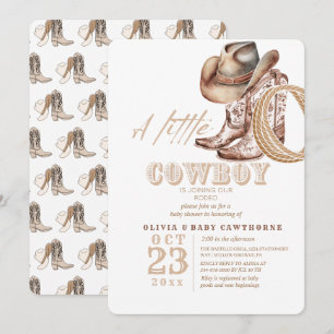 Cowboy Baby shower Waterverf Rustic Kaart