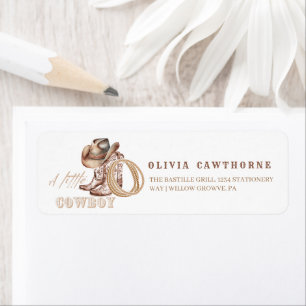 Cowboy Baby Shower Waterverf Rustiek  Etiket