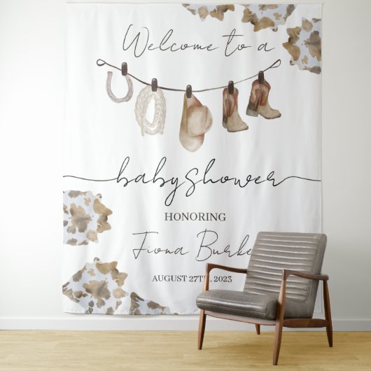 Cowboy Baby shower Welkomstbord. Wandkleed (In situ)
