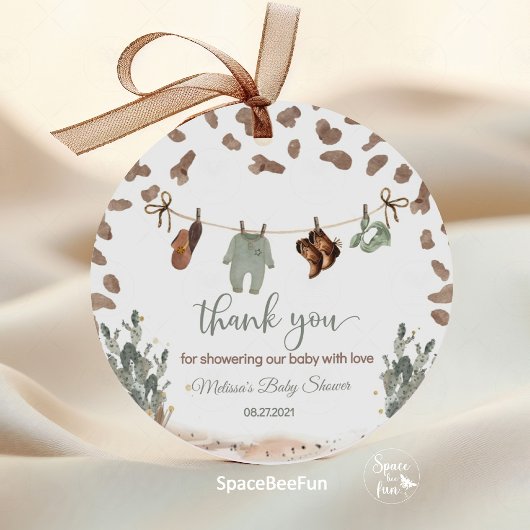 Cowboy-Baby shower Western Bedankjes Labels