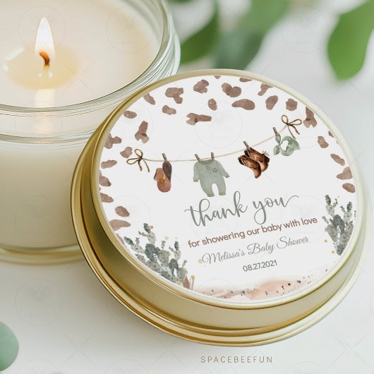 Cowboy-Baby shower Western Ronde Sticker