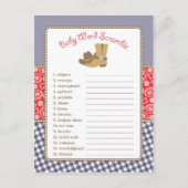 Cowboy Baby shower Word Scramble spel Uitnodiging Briefkaart (Voorkant)