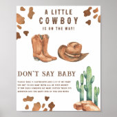 Cowboy baby shower Zeg geen baby Poster (Voorkant)