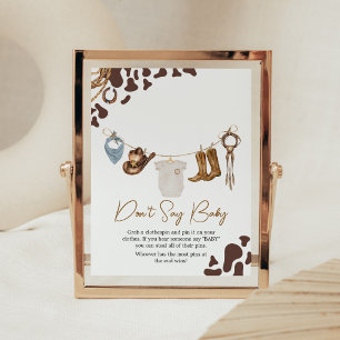 Cowboy Baby shower zeg geen Baby Poster