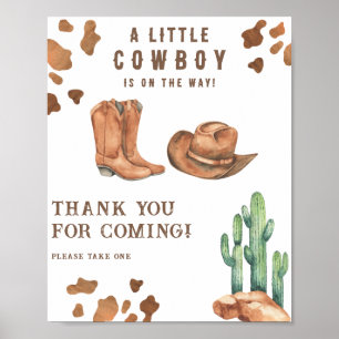 Cowboy babyshower Bedankt voor uw komst Poster