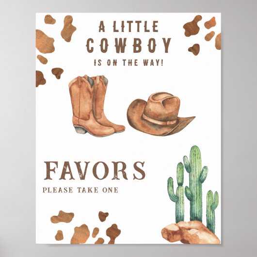 Cowboy babyshower favorieten poster (Voorkant)