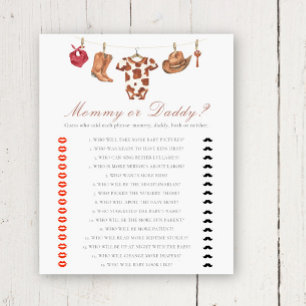 Cowboy babyshower - mammie of pappie spel