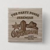 Cowboy Bachelor Party Bruidsjonker Posse Vierkante Button 5,1 Cm (Voorkant)