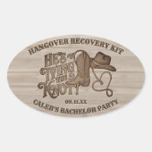Cowboy Bachelor Party Hangover Herstelhulp Kit Ovale Sticker (Voorkant)