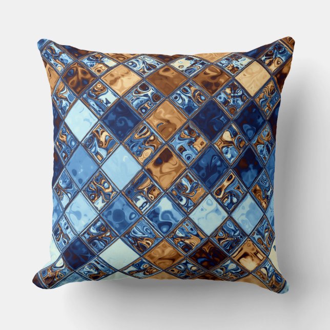 Cowboy Bandana Blue Mosaic Pattern Kussen (Voorkant)