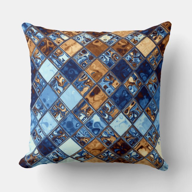 Cowboy Bandana Blue Mosaic Pattern Kussen (Voorkant)