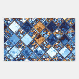 Cowboy Bandana Blue Mosaic Pattern Rechthoekige Sticker