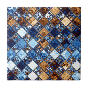Cowboy Bandana Blue Mosaic Pattern Tegeltje
