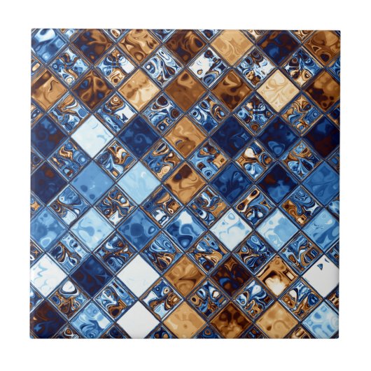 Cowboy Bandana Blue Mosaic Pattern Tegeltje (Voorkant)