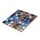 Cowboy Bandana Blue Mosaic Pattern Tegeltje (Zijkant)