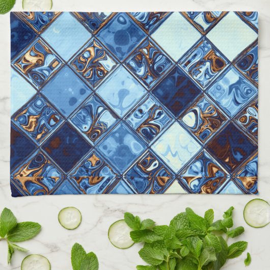 Cowboy Bandana Blue Mosaic Pattern Theedoek (Gevouwen)