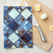 Cowboy Bandana Blue Mosaic Pattern Theedoek (Quarter Fold)