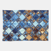 Cowboy Bandana Blue Mosaic Pattern Theedoek (Horizontaal)