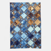 Cowboy Bandana Blue Mosaic Pattern Theedoek (Verticaal)