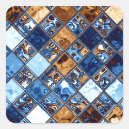 Cowboy Bandana Blue Mosaic Pattern Vierkante Sticker