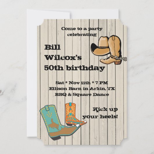 Cowboy BBQ en Square Dancce Party Kaart (Voorkant)