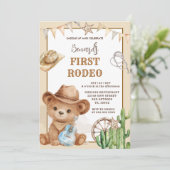 Cowboy Bear Western First Rodeo Birthday Kaart (Staand voorkant)
