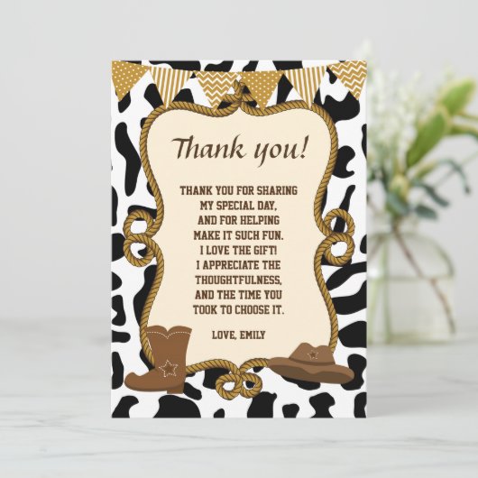 Cowboy bedankkaart Western (Staand voorkant)