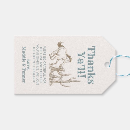 Cowboy bedankt Labels Cadeaulabel (Voorkant (Horizontaal))