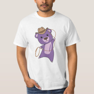 Cowboy Beer Teddy Bear Western Paars T-shirt