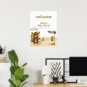 Cowboy Beer Western Cactus Baby shower Welkom Poster (Thuiskantoor)