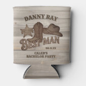 Cowboy Beste Man Rustieke Woodcut vrijgezellenfees Blikjeskoeler (Voorkant)