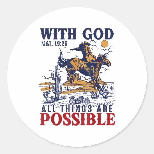 Cowboy Bible Scripture Verse Western Jesus For Men Ronde Sticker (Voorkant)