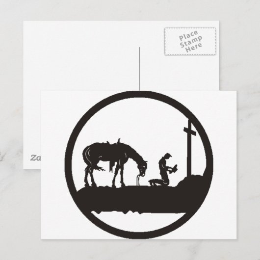 cowboy bidden briefkaart (Voorkant / Achterkant)