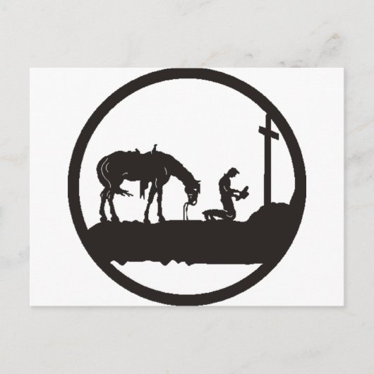 cowboy bidden briefkaart (Voorkant)