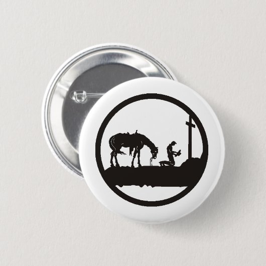 cowboy bidden ronde button 5,7 cm (Voorkant /achterkant)