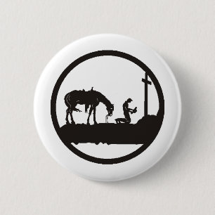 cowboy bidden ronde button 5,7 cm