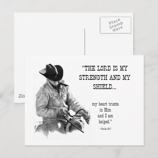 COWBOY: BIEL: STRENTGH, SHIELD: PENCIL REALISM BRIEFKAART (Voorkant / Achterkant)