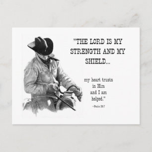 COWBOY: BIEL: STRENTGH, SHIELD: PENCIL REALISM BRIEFKAART